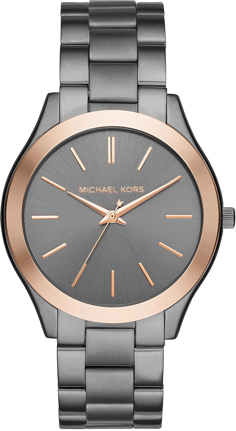 Michael Kors Men's Slim Runway Three-Hand Gunmetal Gray Stainless Steel Bracelet Watch (Model: MK8576)