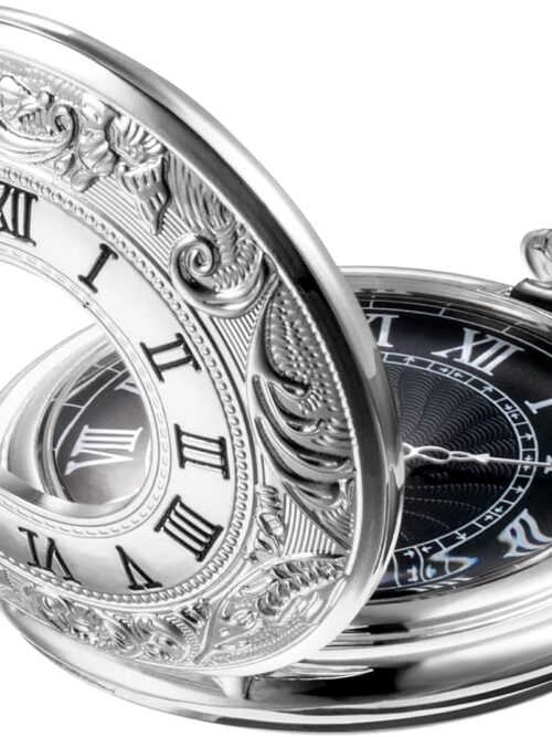 Mudder Vintage Roman Numerals Scale Quartz Pocket Watch with Chain