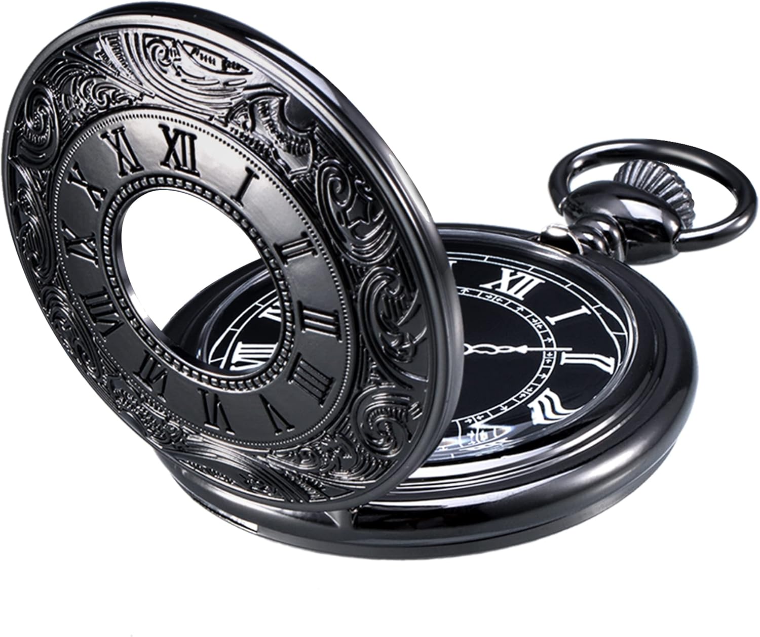 Mudder Vintage Roman Numerals Scale Quartz Pocket Watch with Chain - Image 9