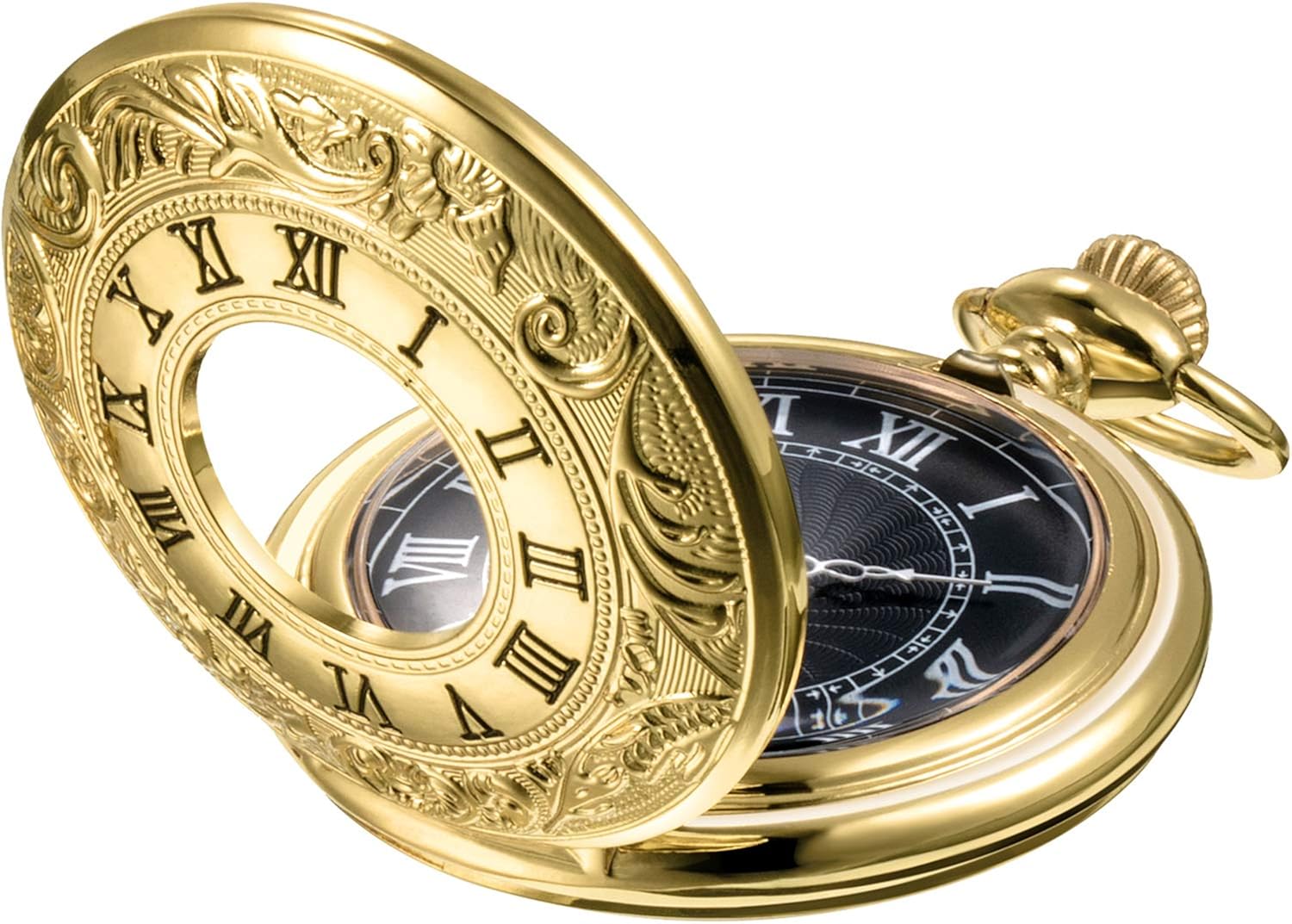 Mudder Vintage Roman Numerals Scale Quartz Pocket Watch with Chain - Image 10
