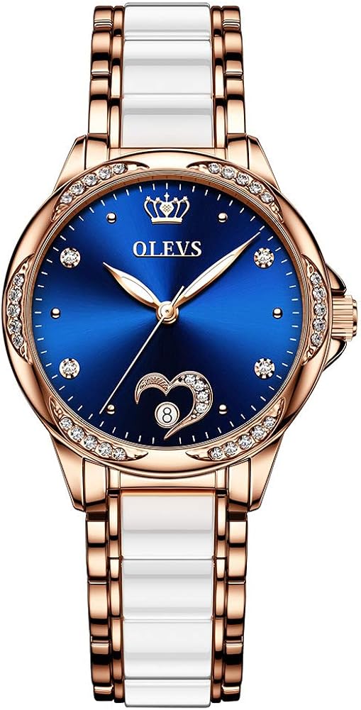 OLEVS Watch for Women Automatic Self Winding Mechanical Ladies Wrist Watch Big face Two Tone Stainless Steel Ceramic Bracelet Heart Diamond Fashion Luxury Ceramic Band Luminous Waterproof\u2026 - Image 7