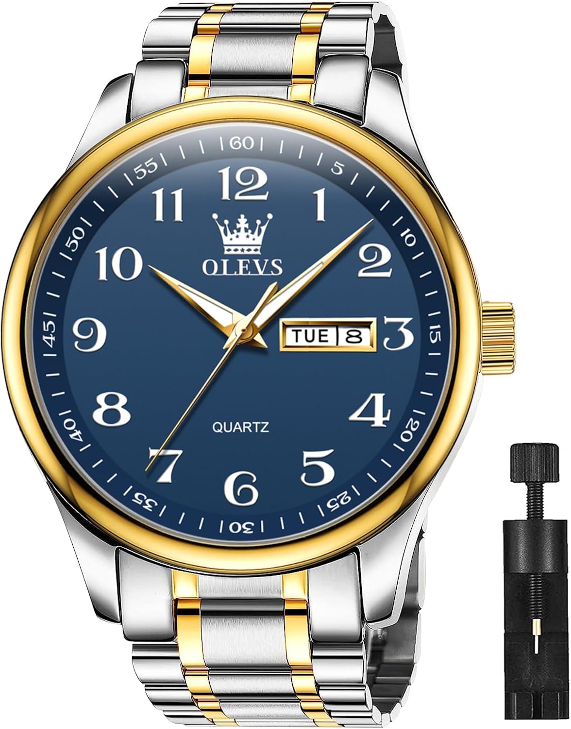 OLEVS Watches for Men Brown Leather Gold Case Analog Quartz Fashion Business Dress Watch Day Date Luminous Waterproof Casual Male Wrist Watches - Image 11