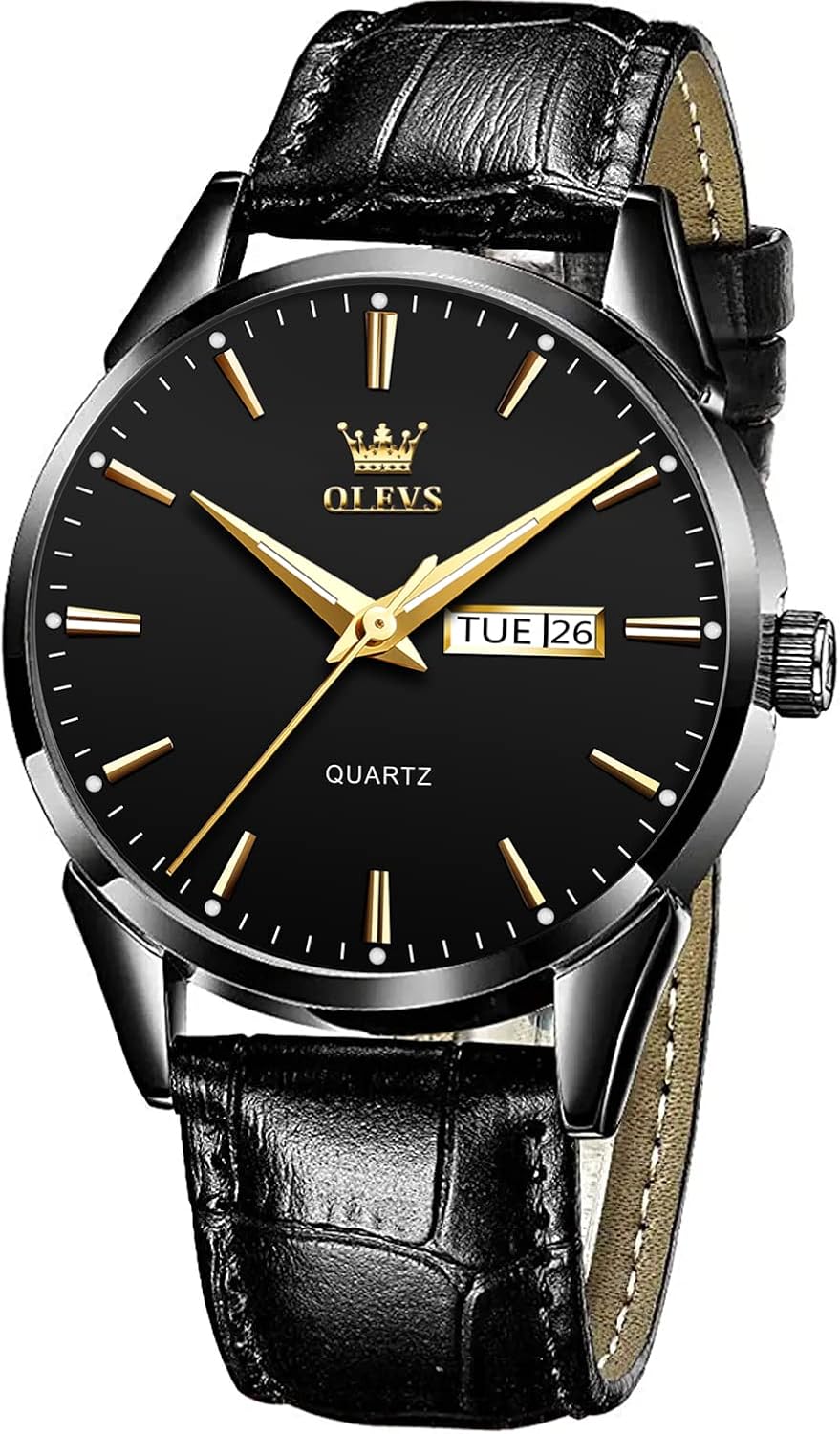 OLEVS Watches for Men Brown Leather Gold Case Analog Quartz Fashion Business Dress Watch Day Date Luminous Waterproof Casual Male Wrist Watches - Image 17