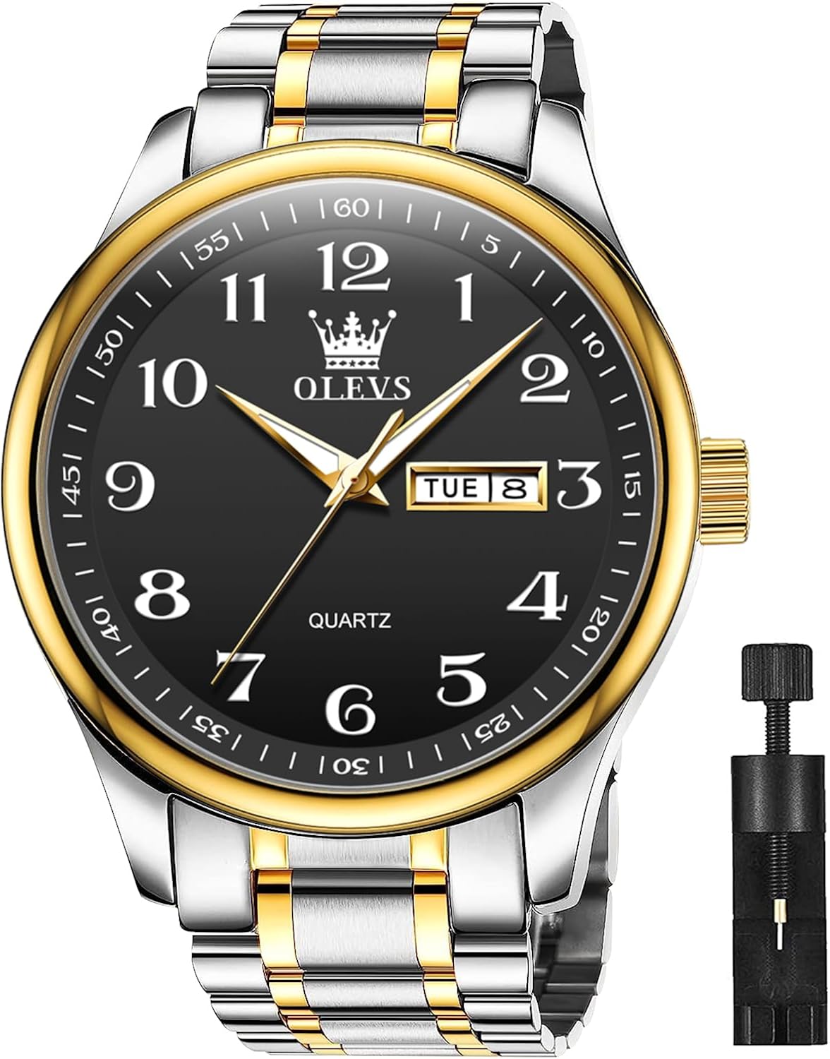 OLEVS Watches for Men Brown Leather Gold Case Analog Quartz Fashion Business Dress Watch Day Date Luminous Waterproof Casual Male Wrist Watches - Image 13