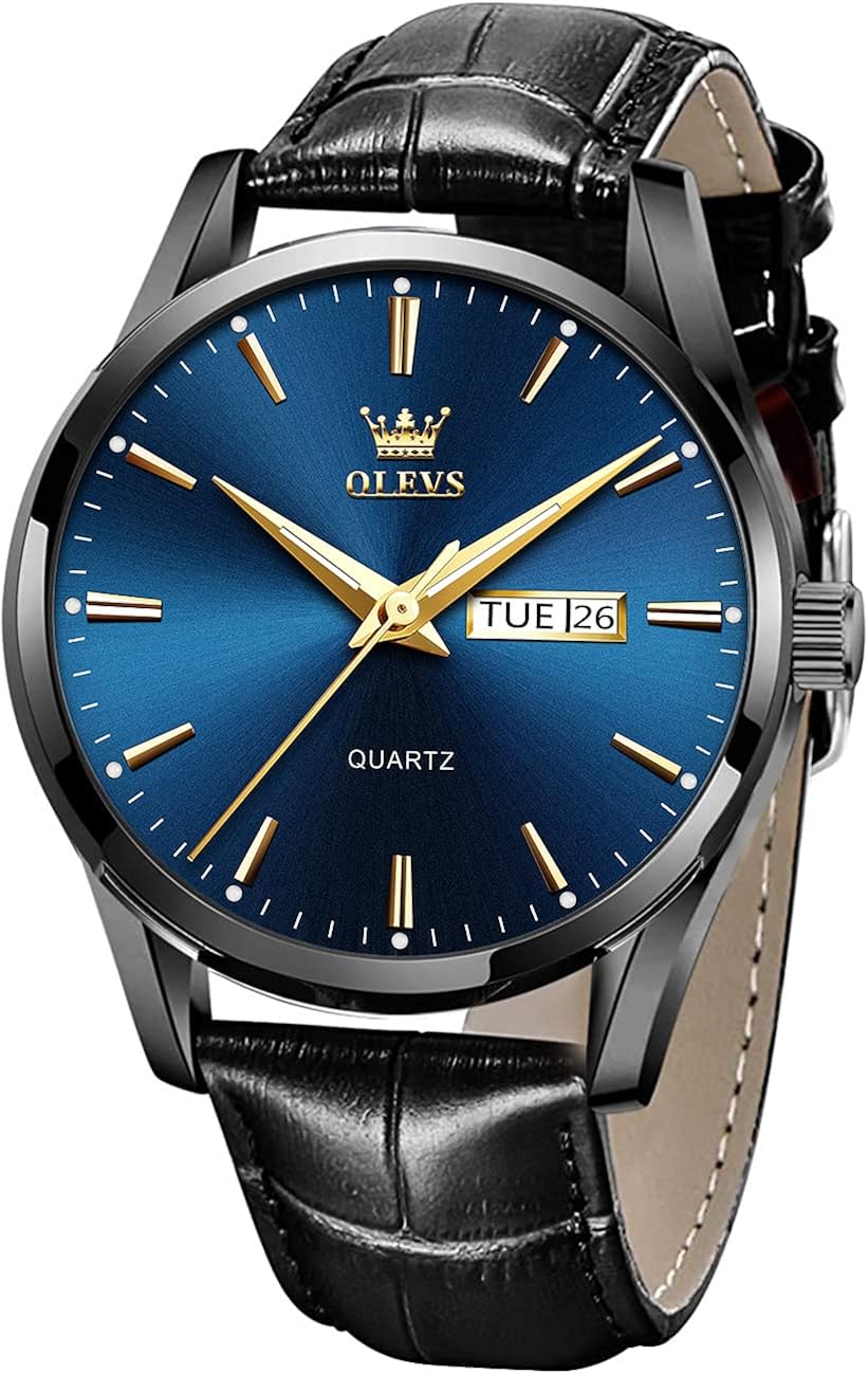 OLEVS Watches for Men Brown Leather Gold Case Analog Quartz Fashion Business Dress Watch Day Date Luminous Waterproof Casual Male Wrist Watches - Image 18