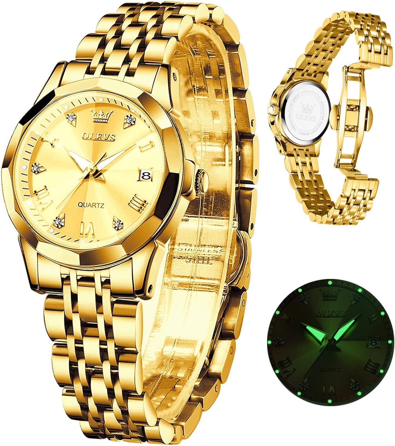 OLEVS Women's Wrist Watches, Small Wrist Stainless Steel Watch for Women, Fashion Dress Analog Quartz Ladies Watch