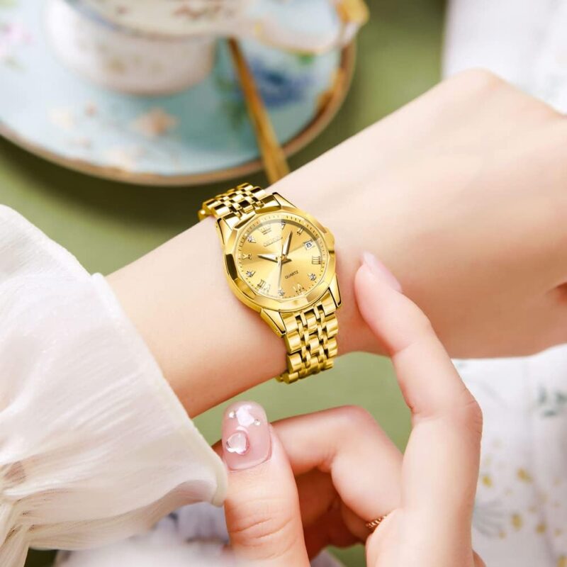 OLEVS Women's Wrist Watches, Small Wrist Stainless Steel Watch for Women, Fashion Dress Analog Quartz Ladies Watch - Image 2
