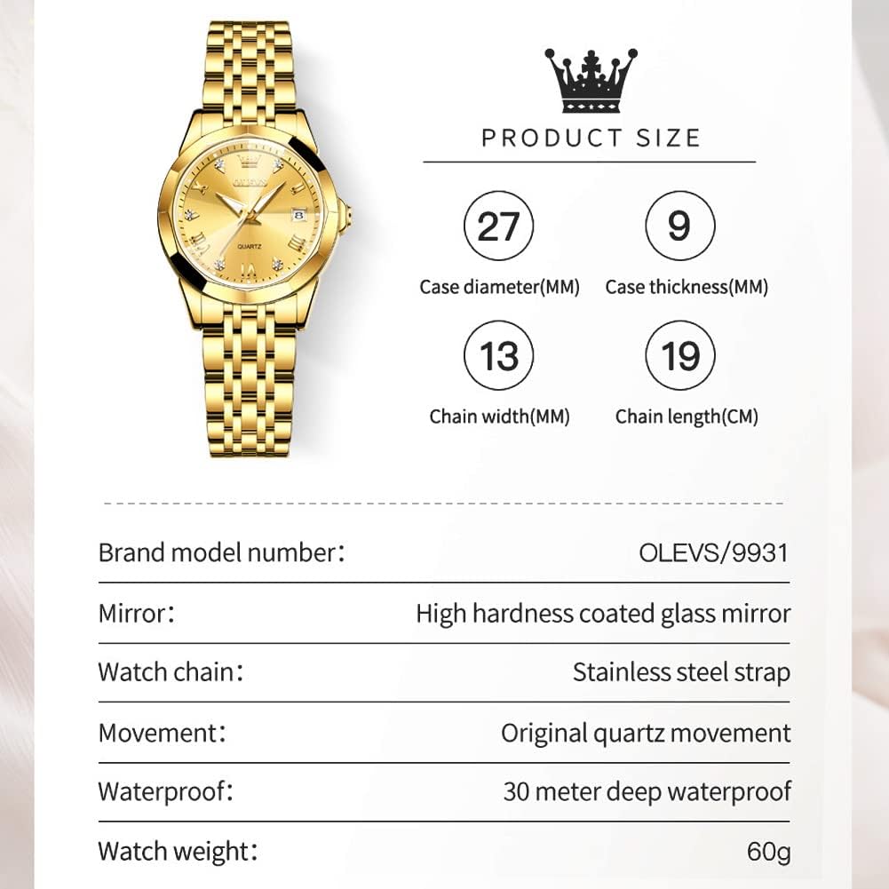 OLEVS Women's Wrist Watches, Small Wrist Stainless Steel Watch for Women, Fashion Dress Analog Quartz Ladies Watch - Image 6