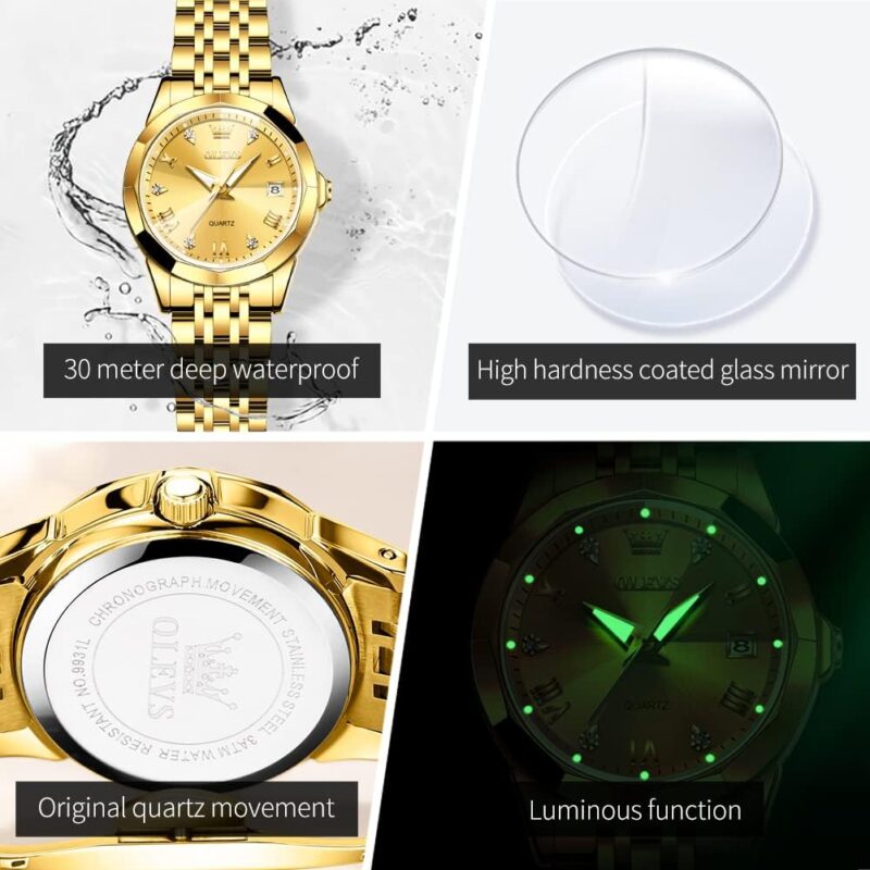 OLEVS Women's Wrist Watches, Small Wrist Stainless Steel Watch for Women, Fashion Dress Analog Quartz Ladies Watch - Image 5