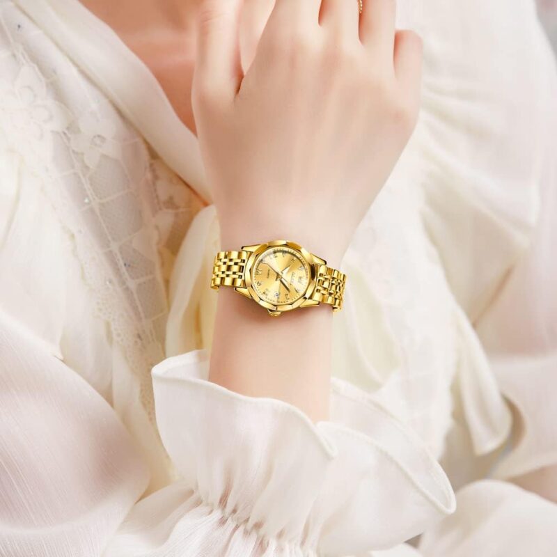 OLEVS Women's Wrist Watches, Small Wrist Stainless Steel Watch for Women, Fashion Dress Analog Quartz Ladies Watch - Image 3