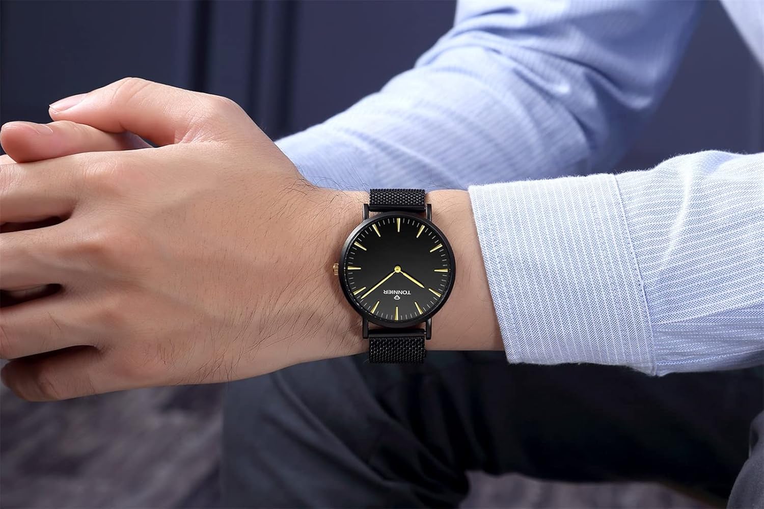 RUIWATCHWORLD Men's Analog Quartz Watch Men Ultra-Thin Dial Watches Stainless Steel Waterproof Fashion Wrist Watch - Image 4