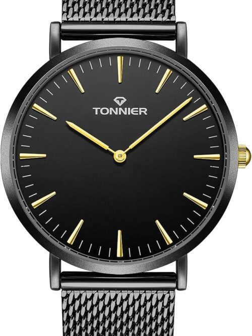 RUIWATCHWORLD Men's Analog Quartz Watch Men Ultra-Thin Dial Watches Stainless Steel Waterproof Fashion Wrist Watch