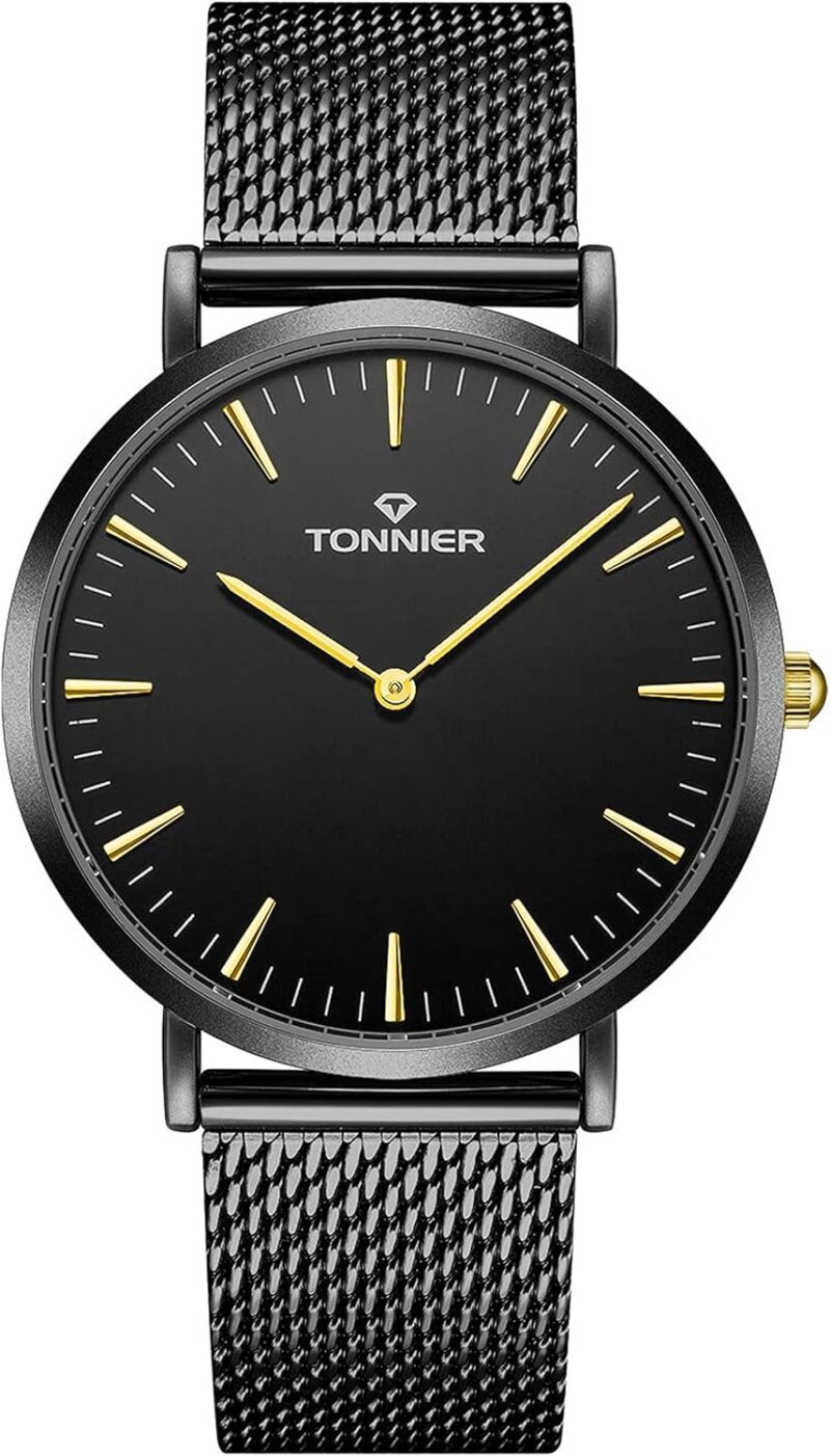 RUIWATCHWORLD Men's Analog Quartz Watch Men Ultra-Thin Dial Watches Stainless Steel Waterproof Fashion Wrist Watch