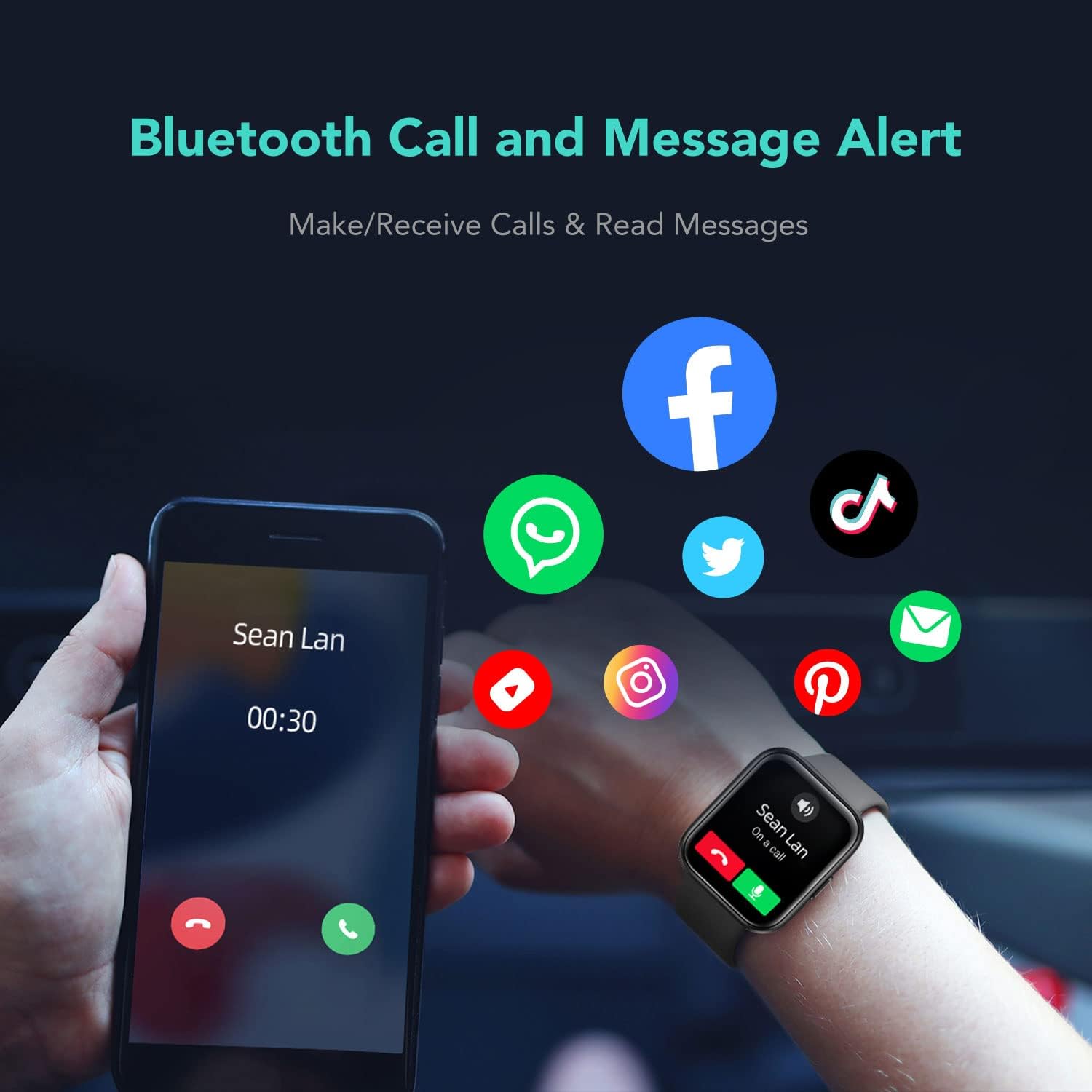 SKG Smart Watch for Men Women Android iPhone, Smartwatch with Alexa Built-in & Bluetooth Call(Answer\/Make Call) 1.69" Fitness Tracker with IP68 Waterproof, 60+ Sports, Heart Rate SpO2 Monitor, V7 Pro - Image 3