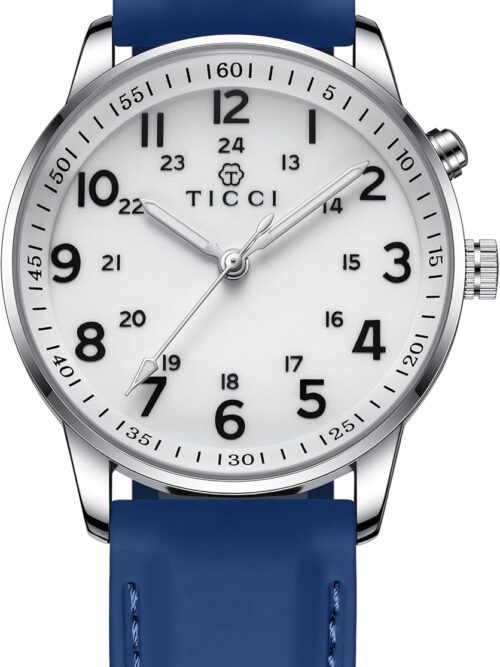 TICCI Men Unisex Medical Quartz Watch Glow in Dark Arabic Numerals Military Time Lighted Easy Read Face Silicone Band Waterproof for Students Nurses Doctors