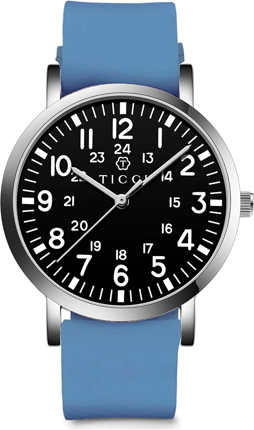 TICCI Unisex Men Women Medical Quartz Watch Arabic Numerals Military Time Easy Read Dial Silicone Band Waterproof for Students Doctors Nurses - Image 24