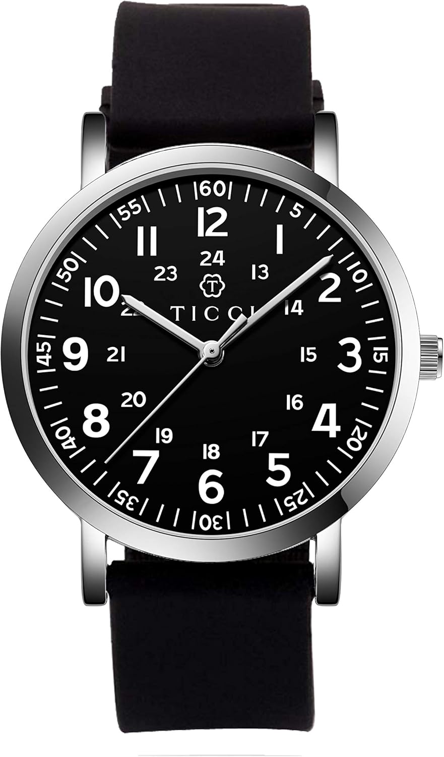TICCI Unisex Men Women Medical Quartz Watch Arabic Numerals Military Time Easy Read Dial Silicone Band Waterproof for Students Doctors Nurses