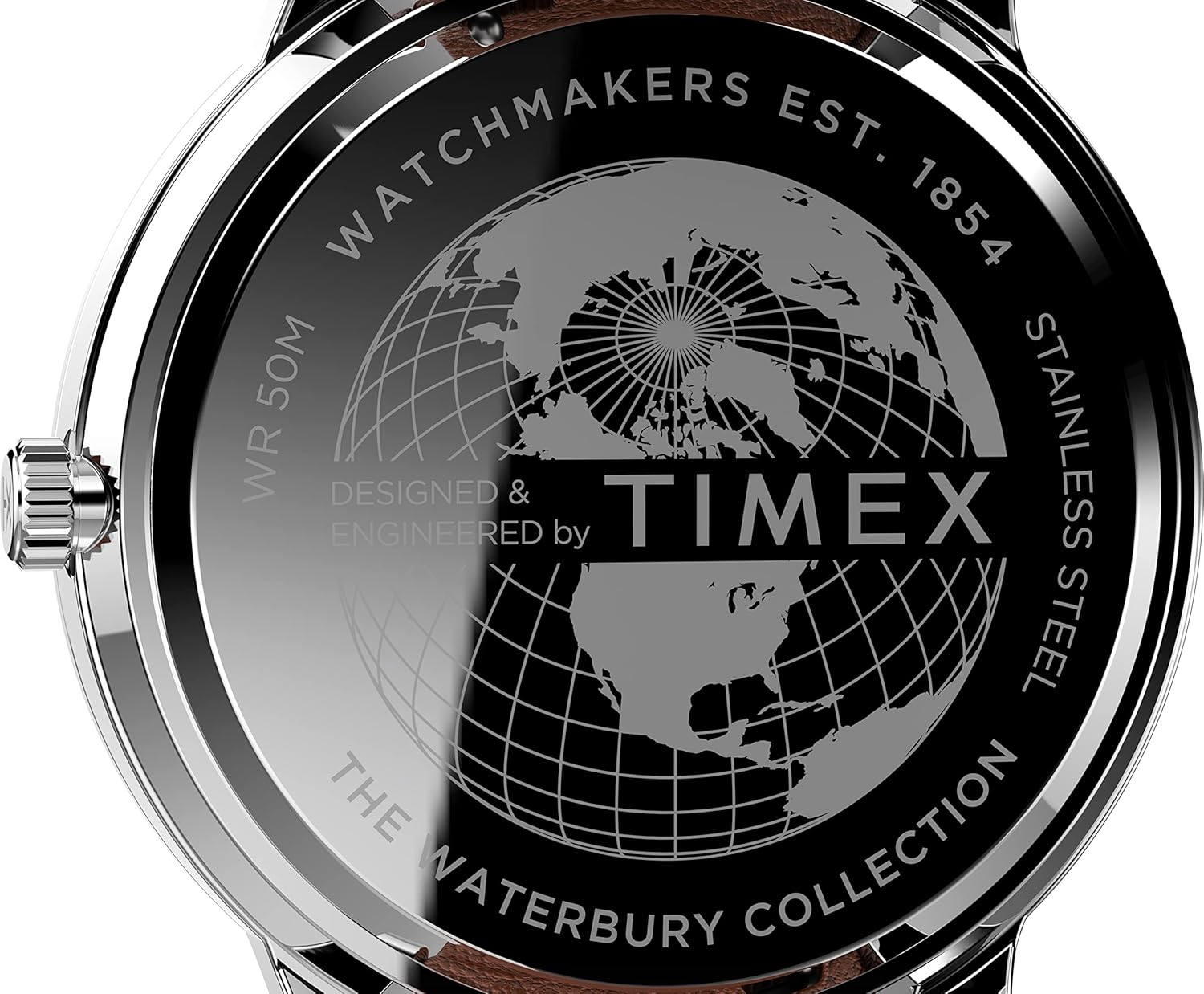 Timex Men's Waterbury Classic Day-Date 40mm Watch – Silver-Tone Case White Dial with Caramel Genuine Leather Strap - Image 5