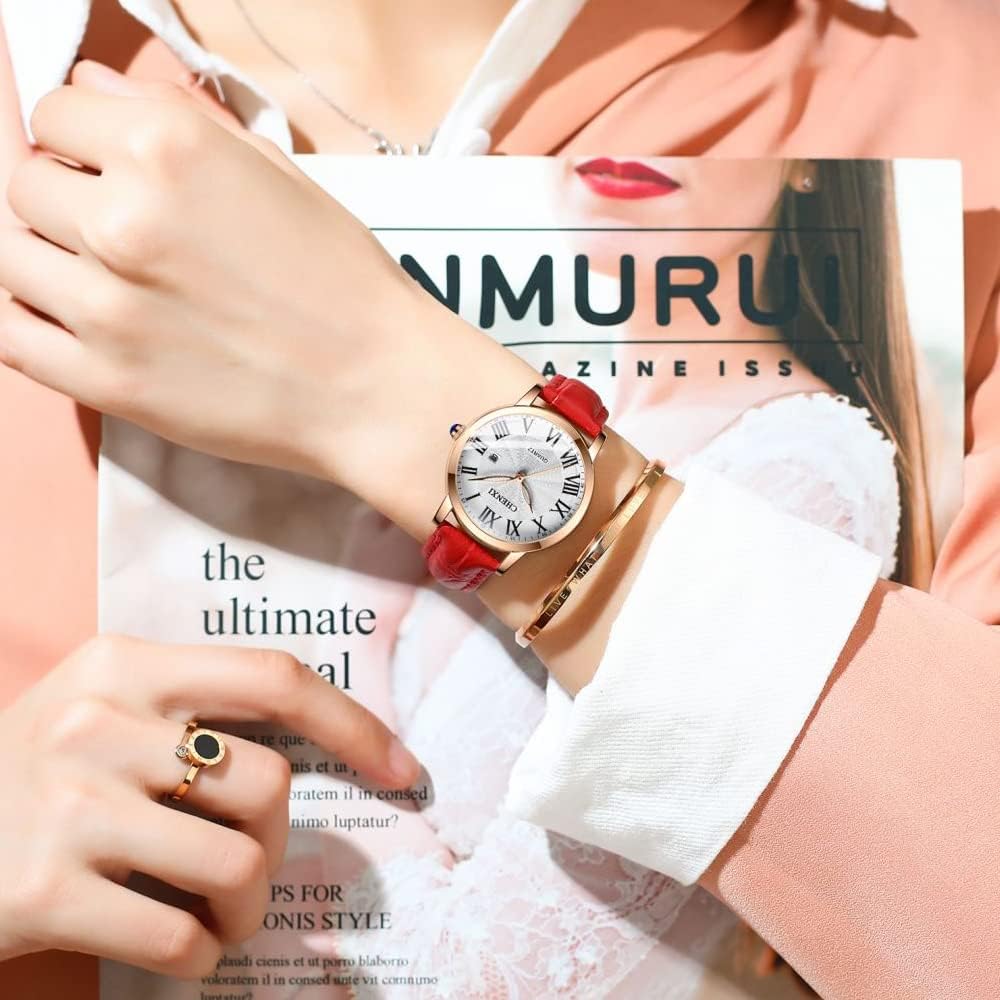 Tiong Fashion Casual Ladies Watch, Leather Strap Quartz Waterproof Watch for Women - Image 4