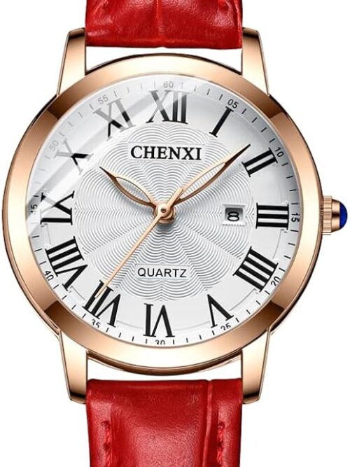Tiong Fashion Casual Ladies Watch, Leather Strap Quartz Waterproof Watch for Women