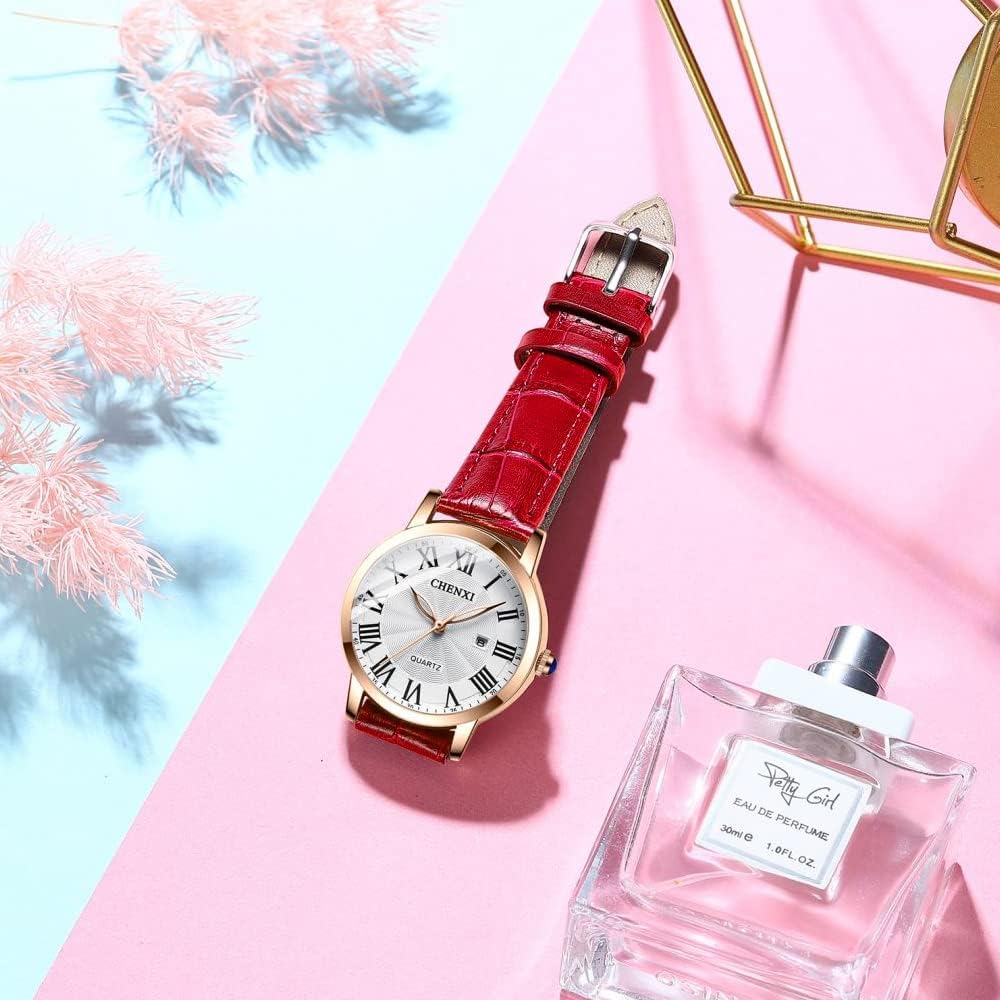 Tiong Fashion Casual Ladies Watch, Leather Strap Quartz Waterproof Watch for Women - Image 2