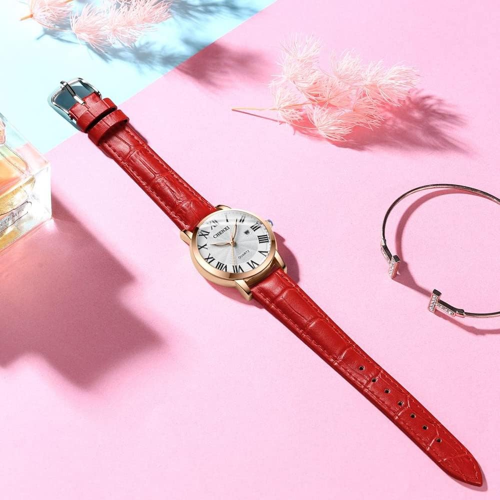 Tiong Fashion Casual Ladies Watch, Leather Strap Quartz Waterproof Watch for Women - Image 3