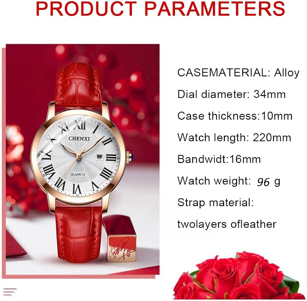 Tiong Fashion Casual Ladies Watch, Leather Strap Quartz Waterproof Watch for Women - Image 6