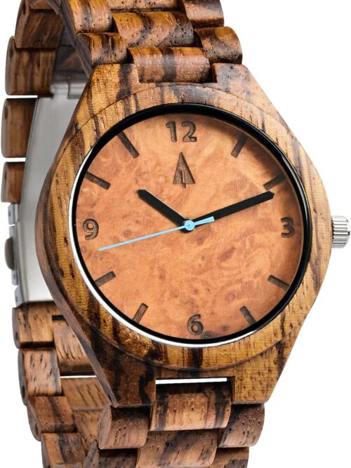 treehut Wooden Watch for Men with Adjustable Wood Strap & Stainless Steel Buckle \u2013 Japanese Quartz Analog Watch with Gift Box \u2013 Wrist Wood Watch Made from Ebony & Walnut Wood Great Gifts for Men