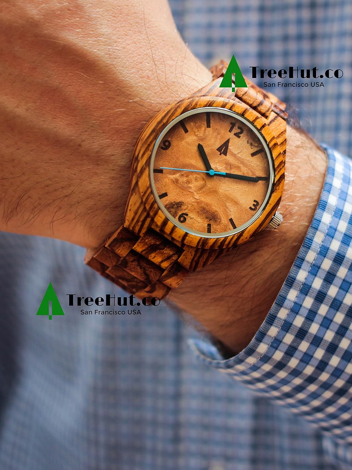 treehut Wooden Watch for Men with Adjustable Wood Strap & Stainless Steel Buckle \u2013 Japanese Quartz Analog Watch with Gift Box \u2013 Wrist Wood Watch Made from Ebony & Walnut Wood Great Gifts for Men - Image 3