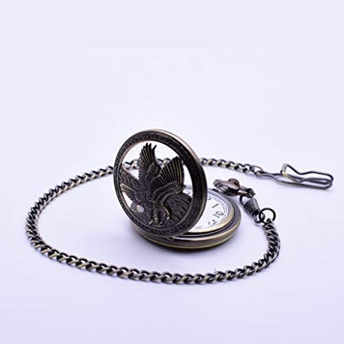 Udaney Eagle Gift Pocket Watch with Chain Vintage Quartz Half Hunter American 2022 Fashion - Image 3
