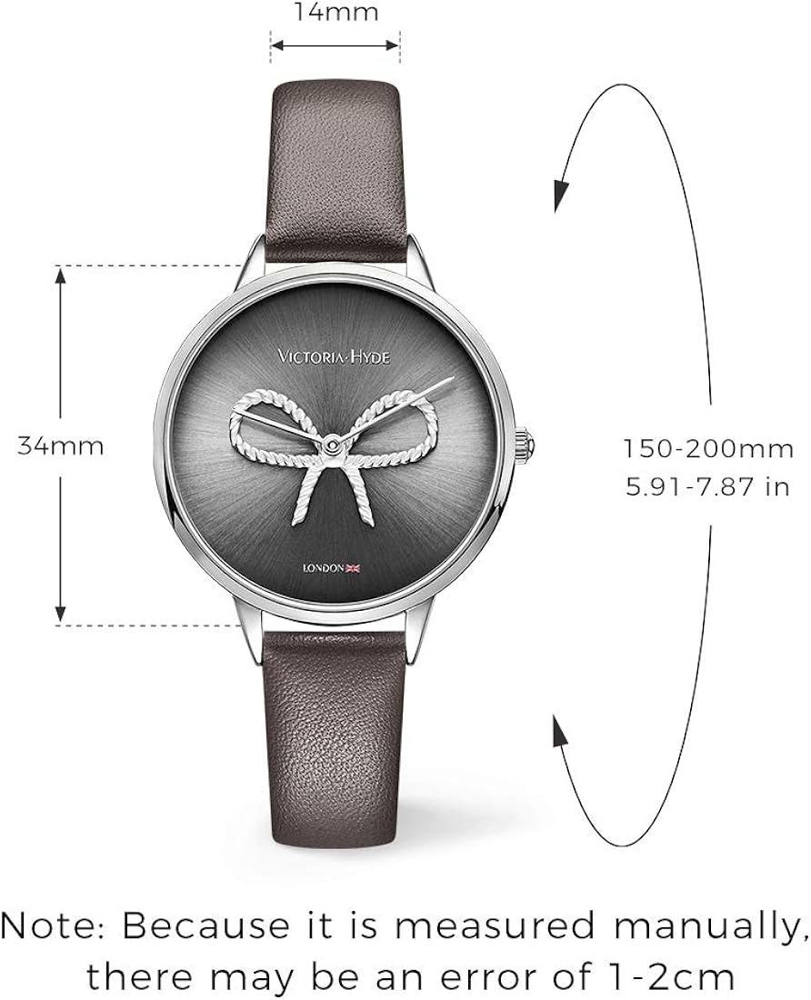 VICTORIA HYDE Quartz Watches for Women Vintage Butterfly Knot Dial Taupe Genuine Leather Strap Ladies Wristwatch Gifts - Image 3