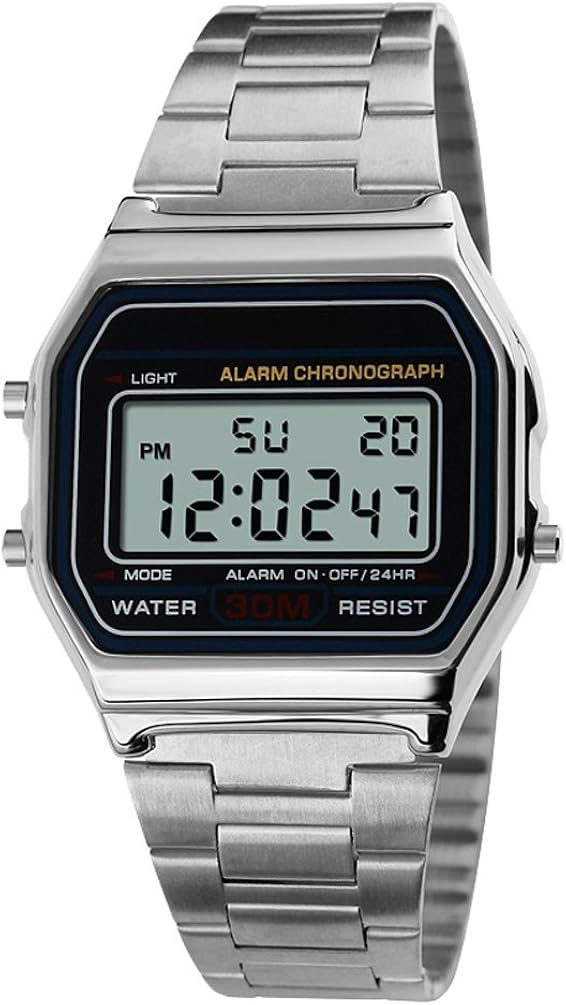 VIGOROSO Men Lady Vintage Retro Gold Stainless Steel Digital Casual Watch Alarm Stopwatch - Image 7