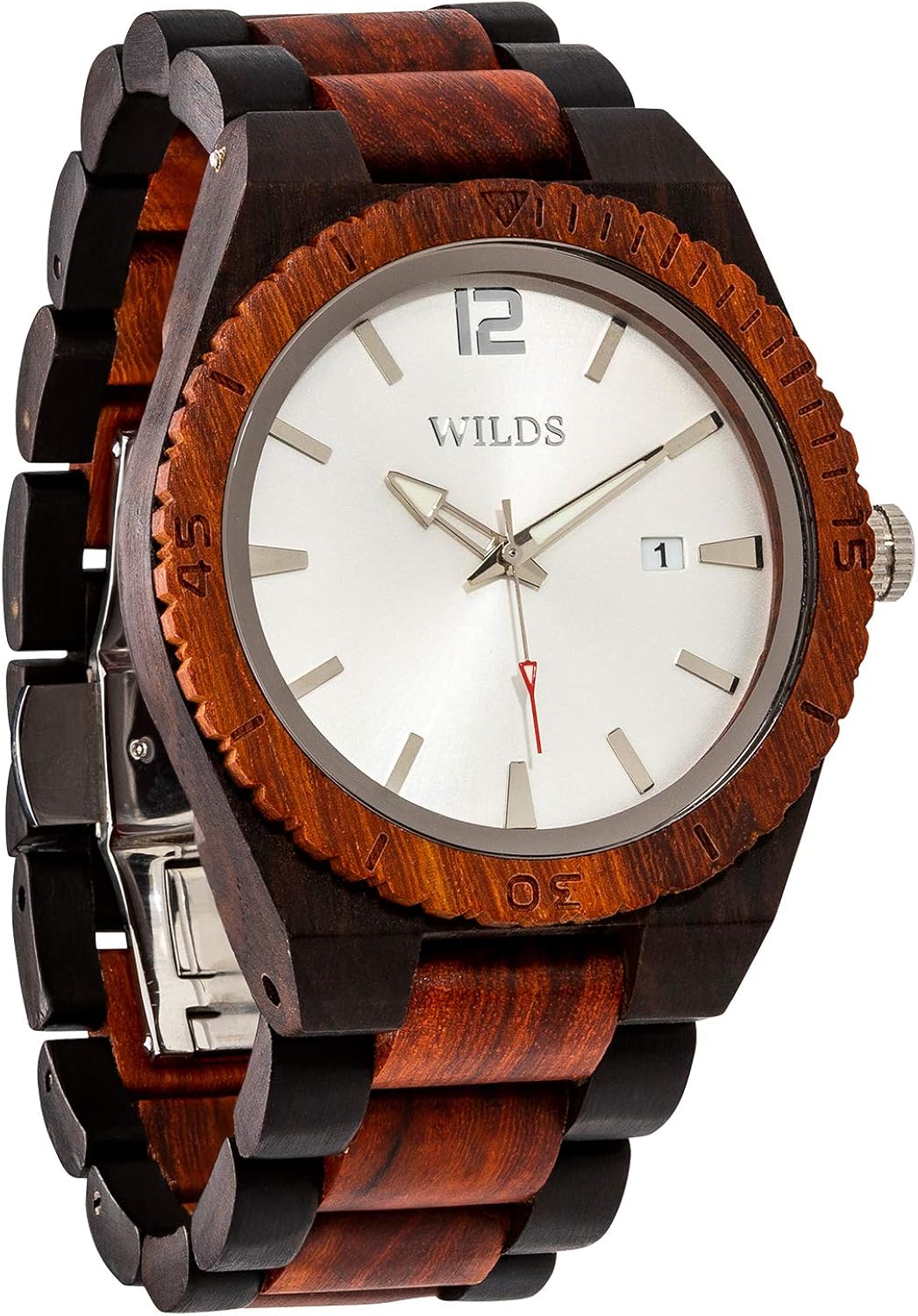 Wilds Wood Watches for Men - with Date Display - Minimalist Collection Analog Wooden Wrist Watch with Premium Japanese Quartz Movement - Lightweight, Stylish, Durable - Men Gift Ideas \u2026